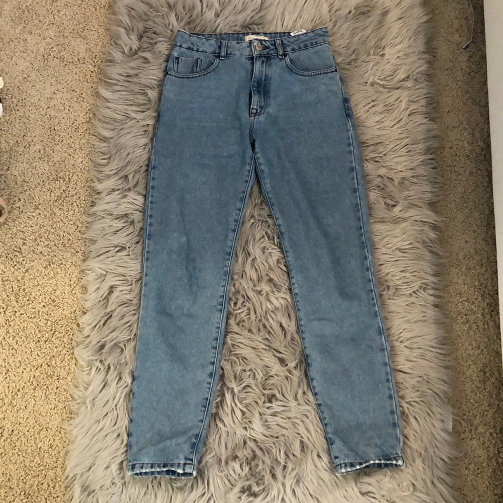 light wash authentic denim mom jeans